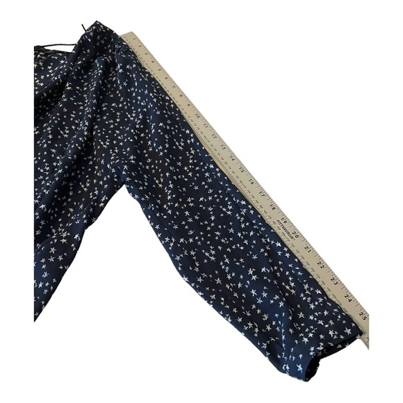 Zara Navy Blue Star Button Up Blouse Long Sleeve Large - Picture 11 of 11